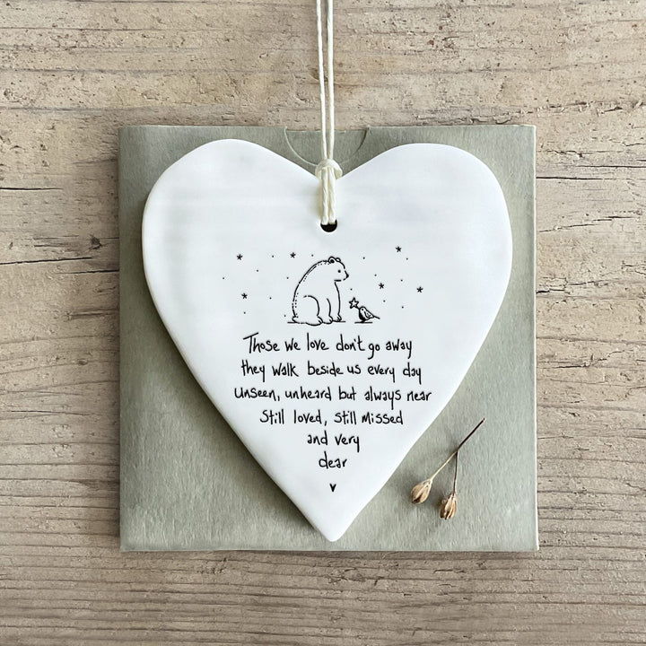 East of India Porcelain Wobbly Round Hanging Heart - &