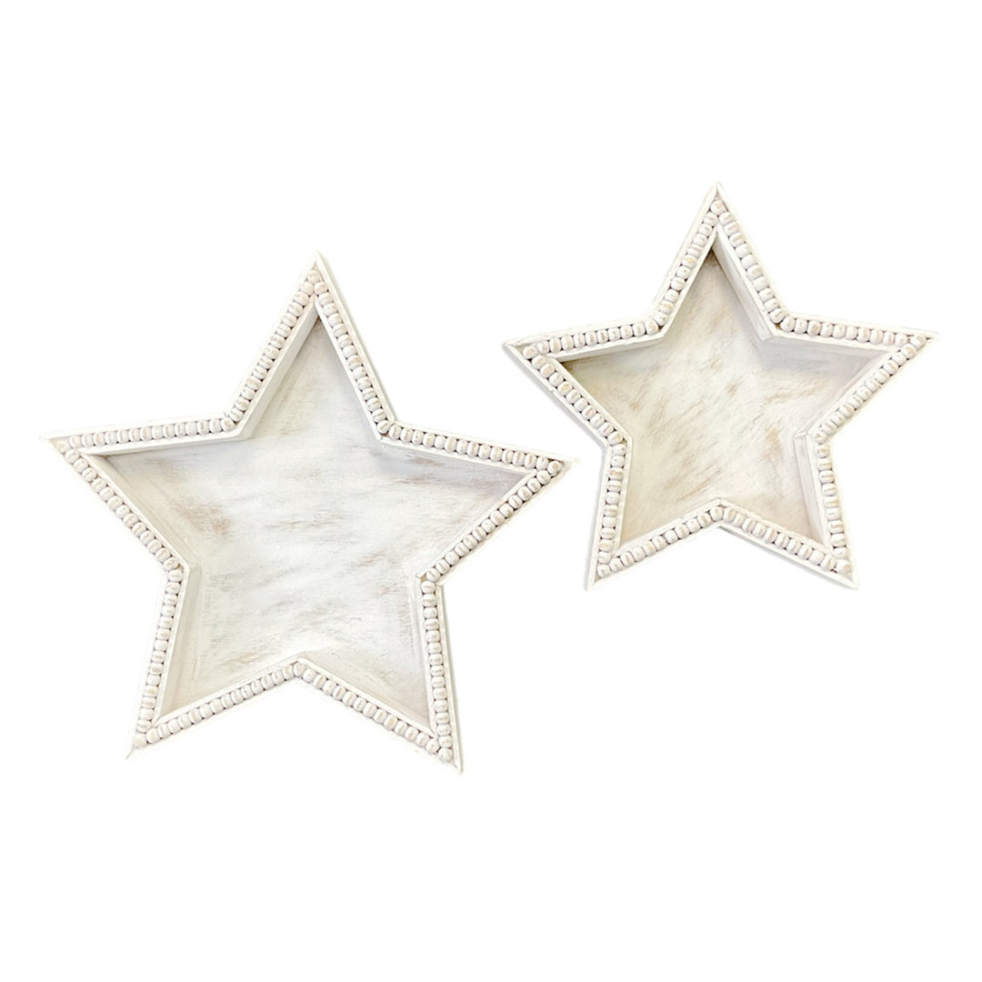Set of two beaded star trays from Cornucopia Home and Gift's Star Tray Beaded Set by My Gifts Trade, perfect for decorative use.