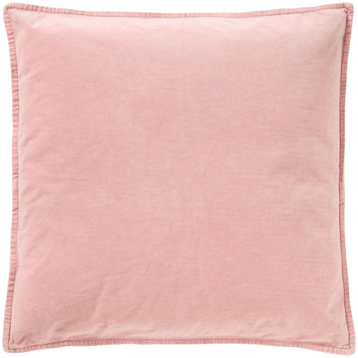 IB Laursen Velvet Rose Cushion with floral design, soft fabric, and vibrant pink and green colors for cozy home decor.