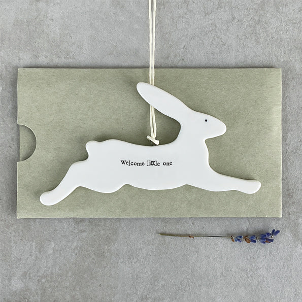 East of India Porcelain Bunny – ‘Welcome Little One’
