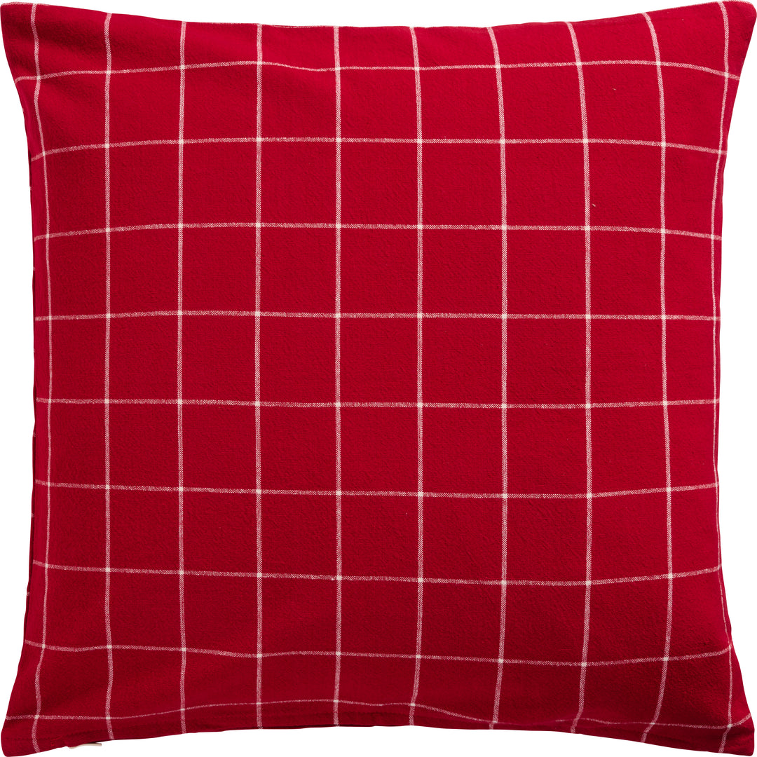 Silja Cushion Cover - Red with Large Natural Checks