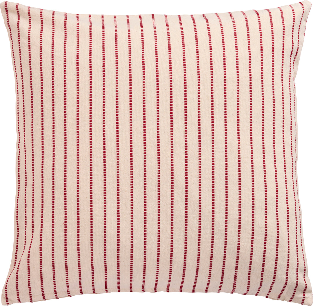 Holly Cushion Cover - Natural with Red Woven Stripes