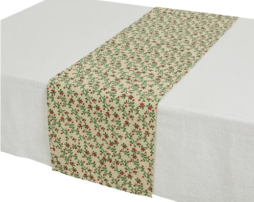 Festive KAEMINGK table runner with holiday-themed patterns, perfect for decorating a dining table during festive occasions.