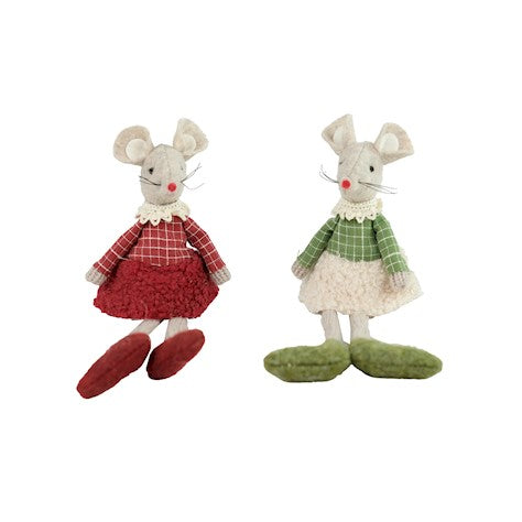 Christmas Shelf-Sitting Mouse - Red or Green, 15cm
