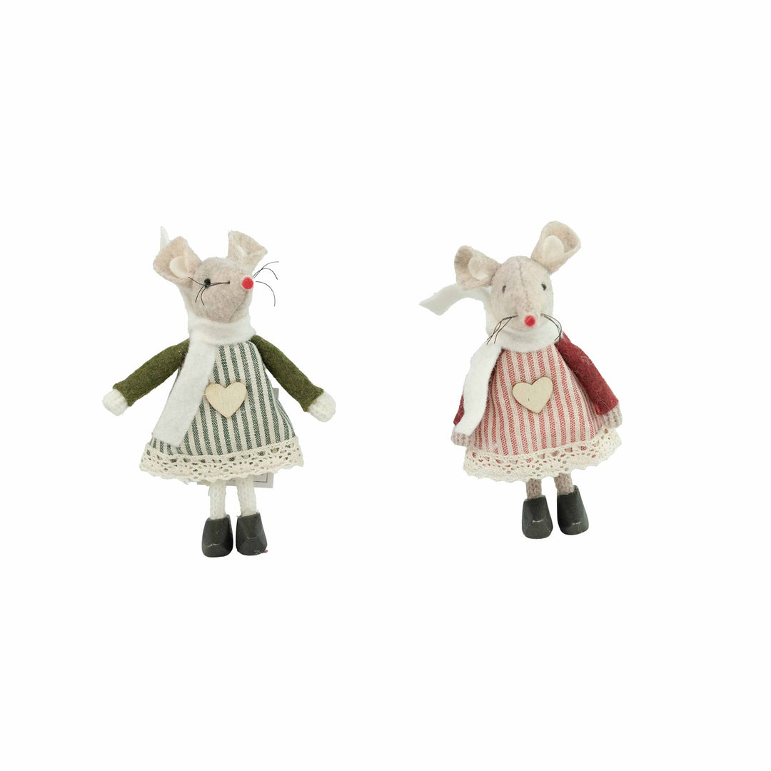 Red and Green Mouse 11cm – Novelty Christmas Decoration (Design May Vary)