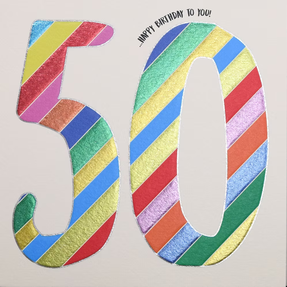 50 - 50th Birthday (Multi-stripe) Card