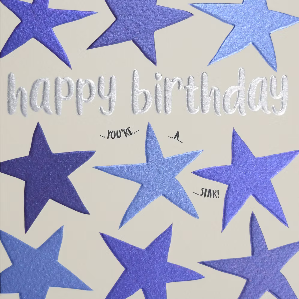 Blue Star Birthday Card