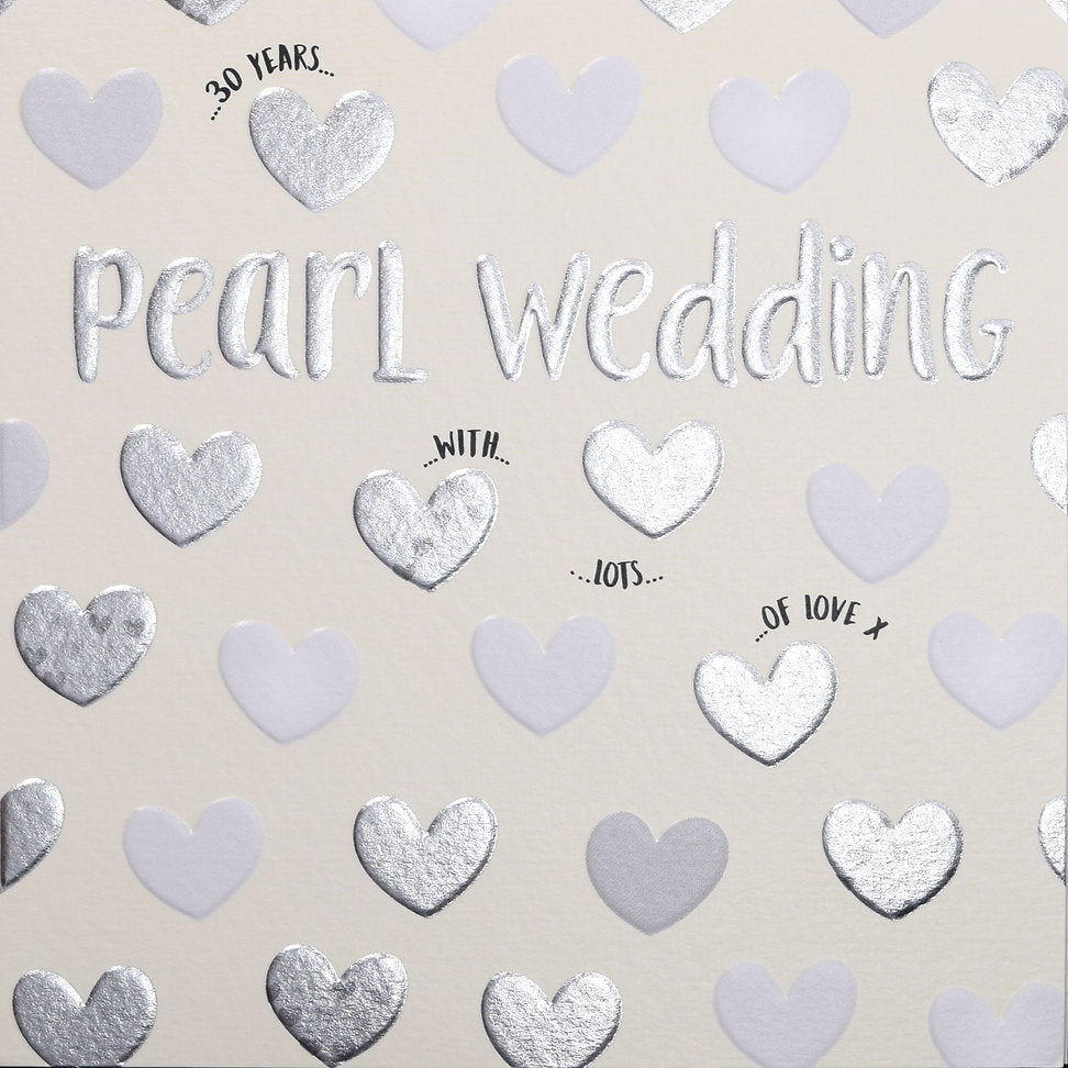 Pearl Anniversary hearts artwork by Wendy Jones-Blackett, featuring delicate pearl and heart motifs for Cornucopia Home and Gift.