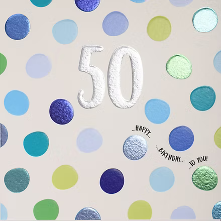 50 - 50th Birthday (Spotty) Card - Blue