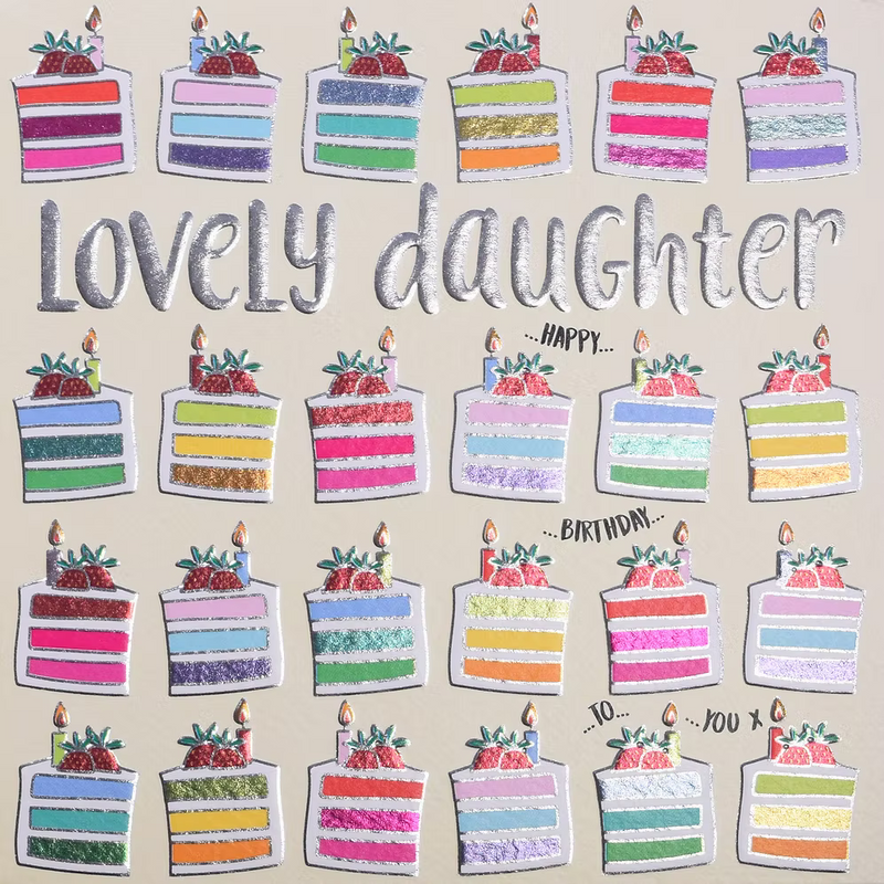 Lovely Daughter Birthday (Rainbow Cake) Card