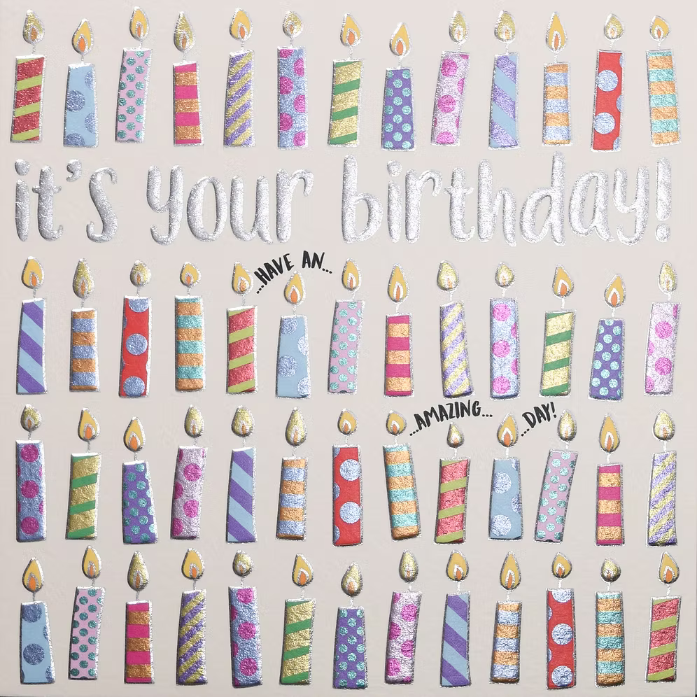 Happy birthday candles card by Wendy Jones-Blackett featuring colorful candles and festive design, perfect for birthday celebrations.