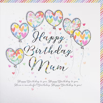 Wendy Jones-Blackett Happy Birthday Mum card featuring colorful floral design, perfect for celebrating special occasions.