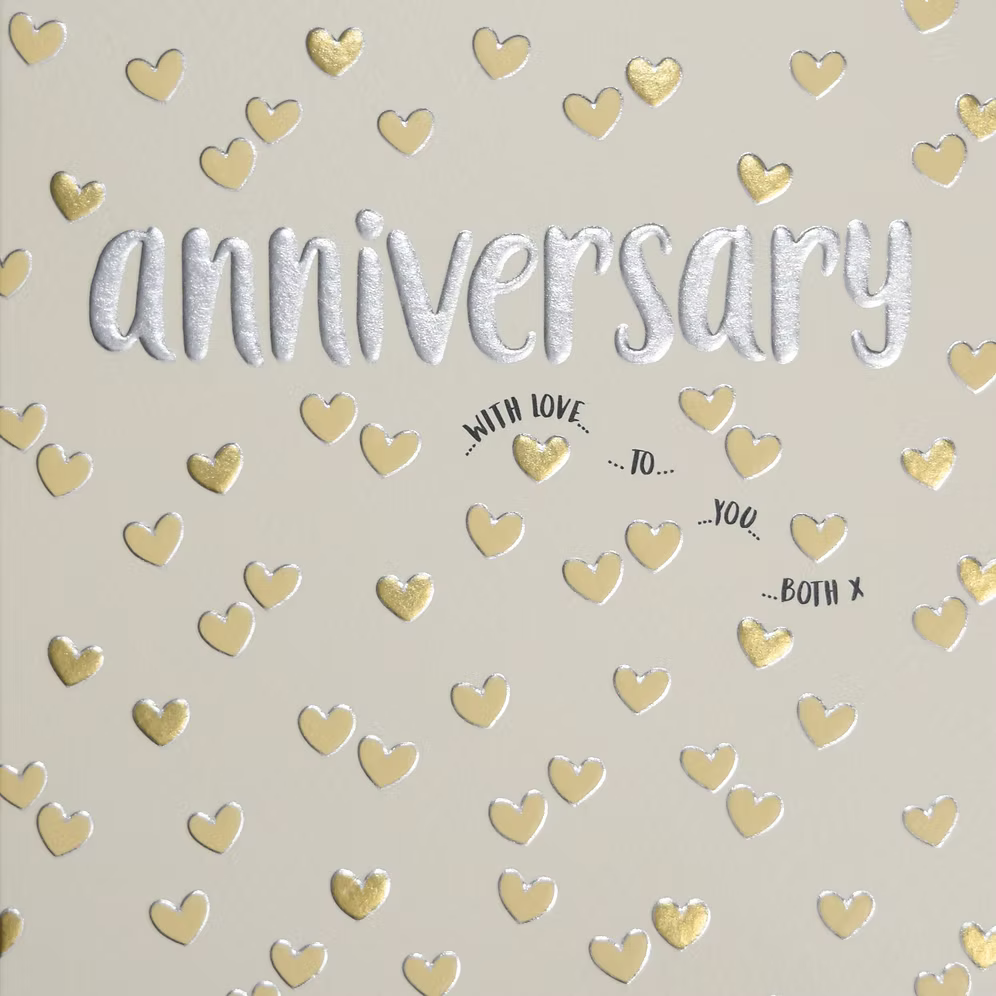 Gold Hearts Anniversary Card