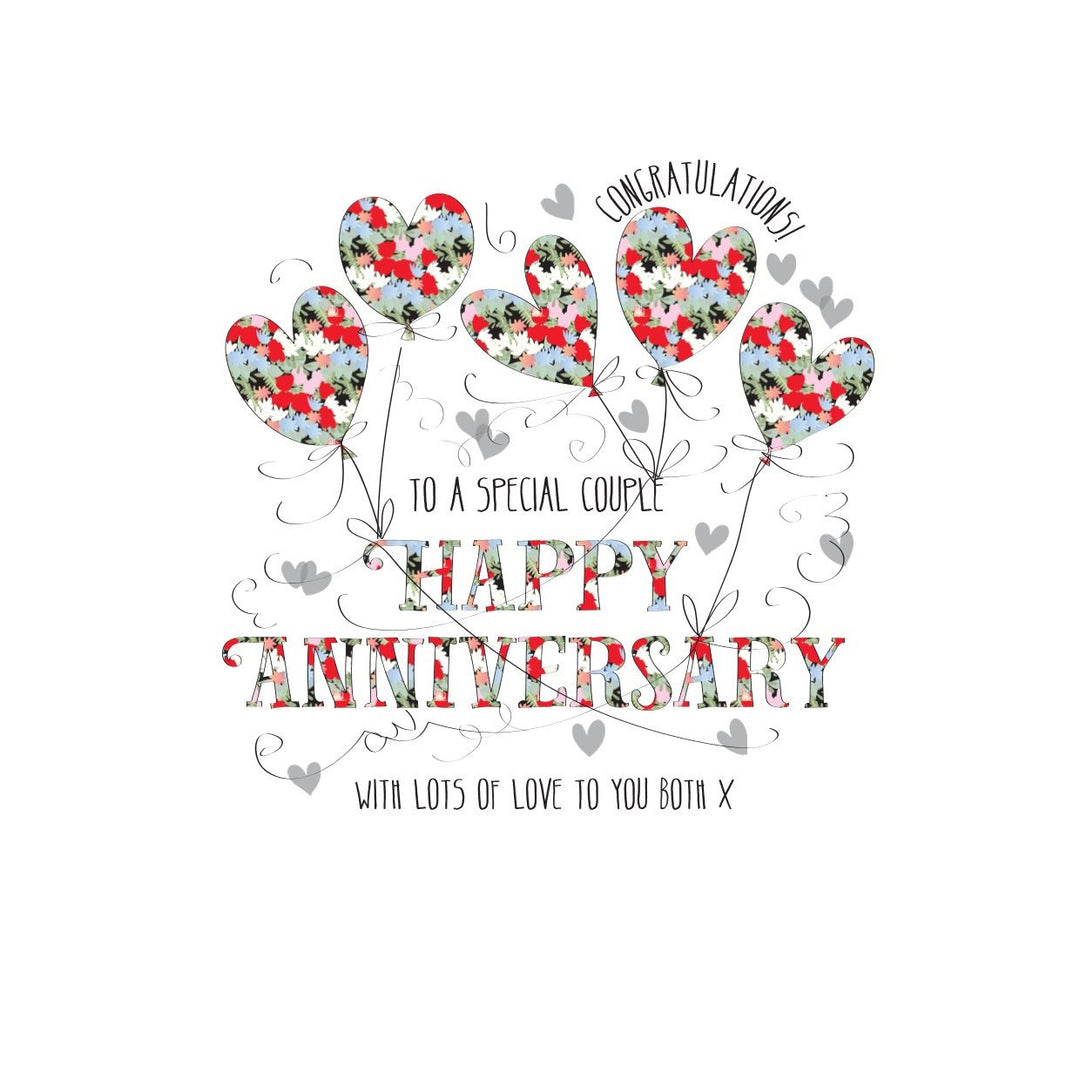 Happy anniversary card by Wendy Jones-Blackett featuring floral design, from Cornucopia Home and Gift.