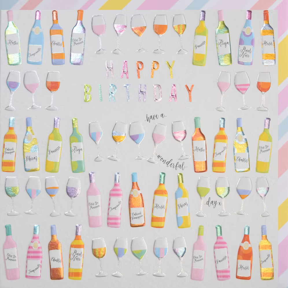 Happy Birthday Wine Card