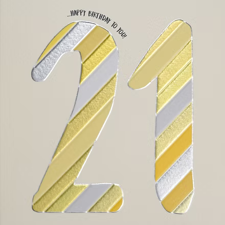 21 - 21st (Gold &amp; Silver stripe) Card