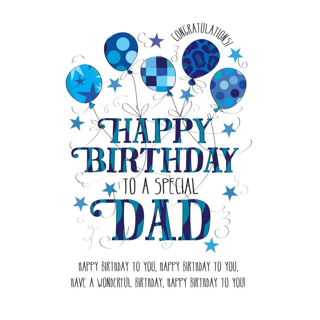 Happy birthday dad card by Wendy Jones-Blackett featuring colorful birthday message and cheerful design from Cornucopia Home and Gift.