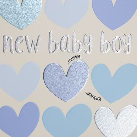 New Baby Boy (Blue Hearts) Card