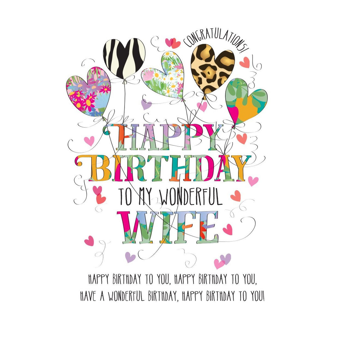 Wife birthday card by Wendy Jones-Blackett featuring colorful floral design, ideal for celebrating a special occasion.