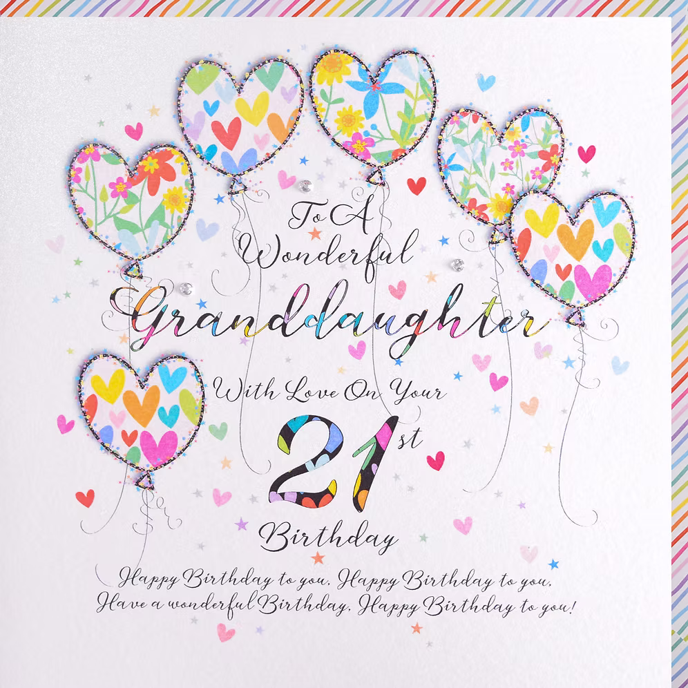 Granddaughter 21st Birthday Balloon Card