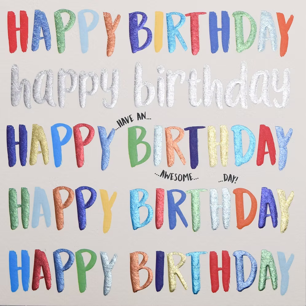 Colorful Happy Birthday card by Wendy Jones-Blackett for Cornucopia Home and Gift, featuring cheerful design and vibrant artwork.