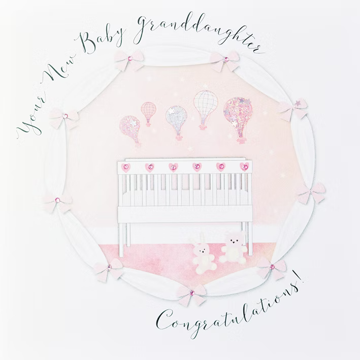 Wendy Jones-Blackett New Baby Granddaughter card by Cornucopia Worcester featuring a heartfelt design for a newborn granddaughter