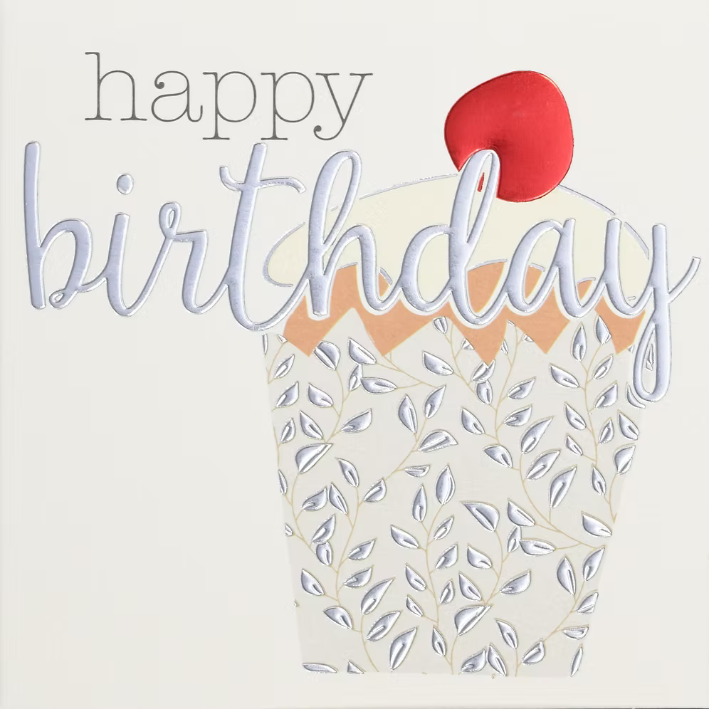 Colorful Happy Birthday cupcake card by Wendy Jones-Blackett for Cornucopia Home and Gift, featuring cheerful birthday-themed illustrations.