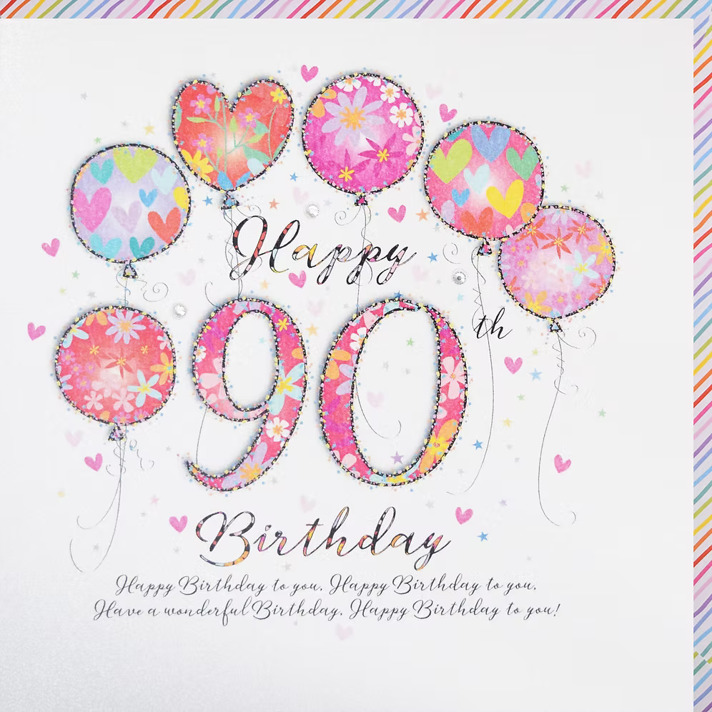 90 - Happy Birthday 90th Large Card