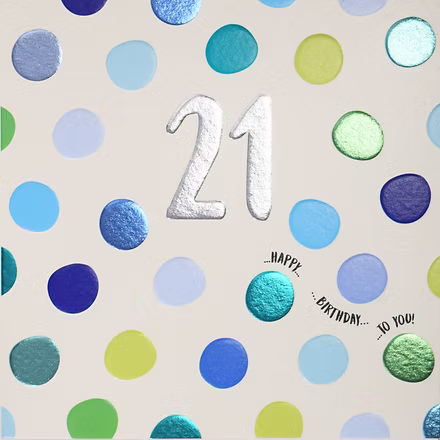 21 - 21st Birthday (spotty) Card