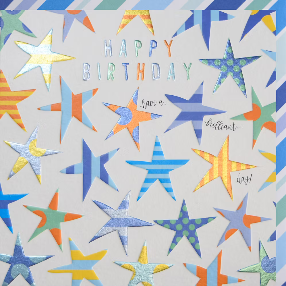 Happy Birthday Blue Stars Card