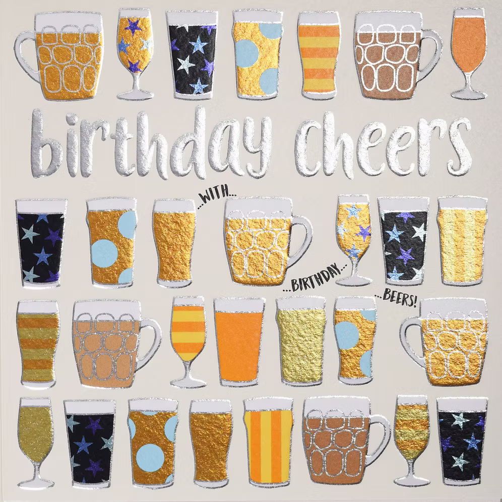 Birthday Cheers Card Beer Glasses