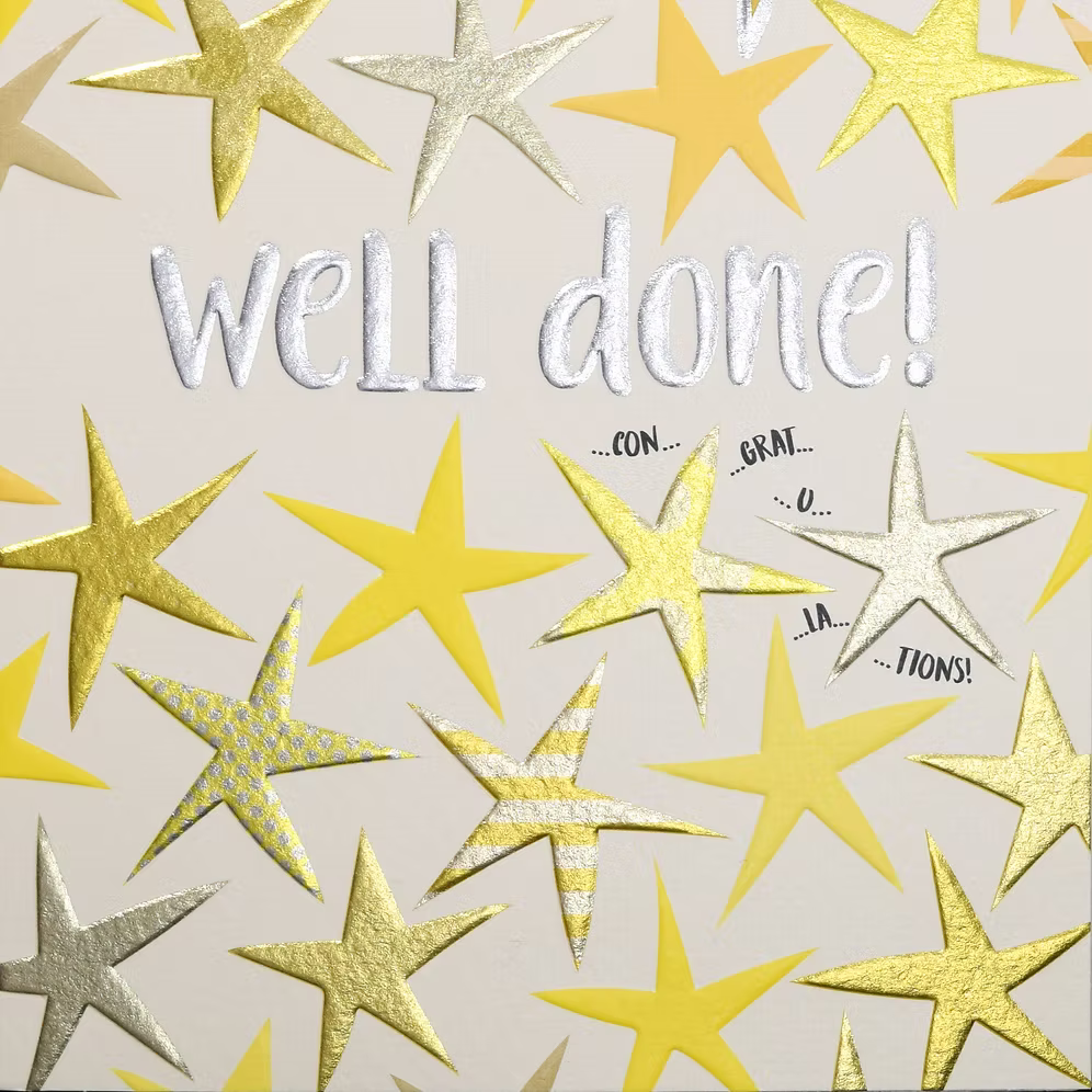 Gold Star Well Done Card