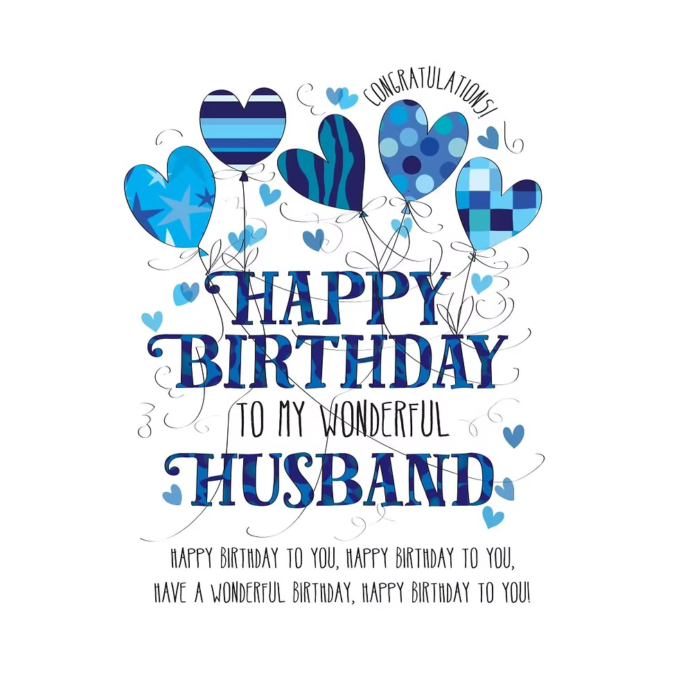 Wendy Jones-Blackett hubby birthday card with colorful illustrations, designed by Cornucopia Home and Gift.