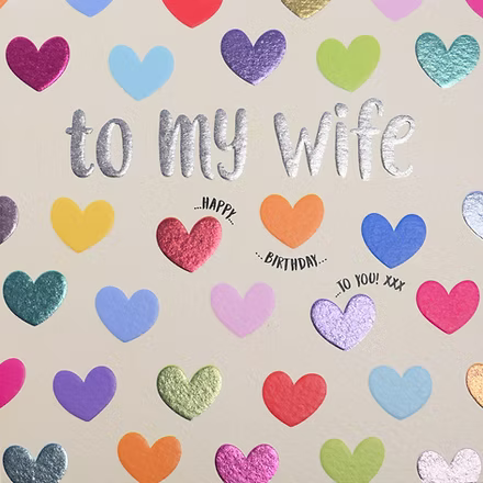Wife (Hearts) Birthday Card