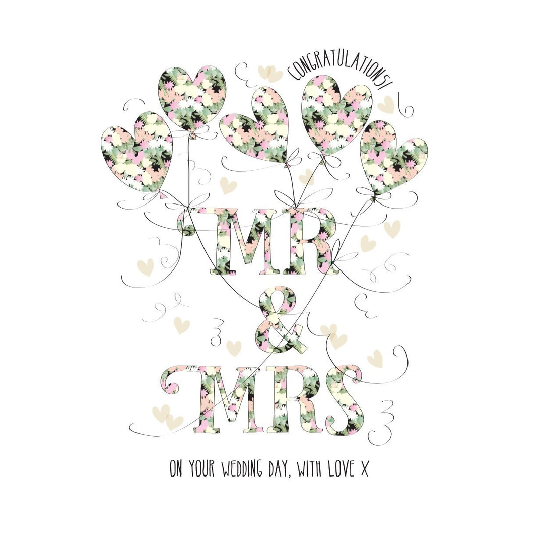 Mr & Mrs wedding day card by Wendy Jones-Blackett featuring elegant design, perfect for celebrating wedding milestones.