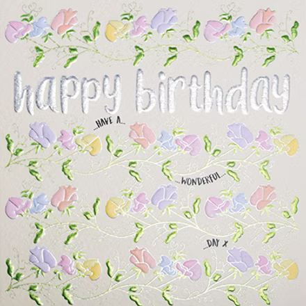 Happy Birthday Card - Sweet Peas