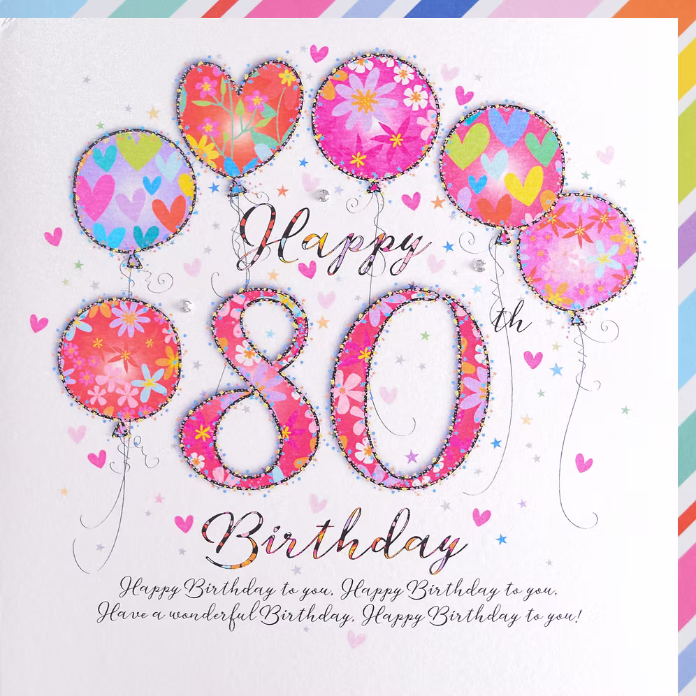 80 - Happy 80th Large Birthday Card