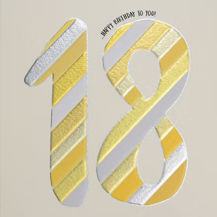 18 - 18th (Gold &amp; Silver stripe) Card