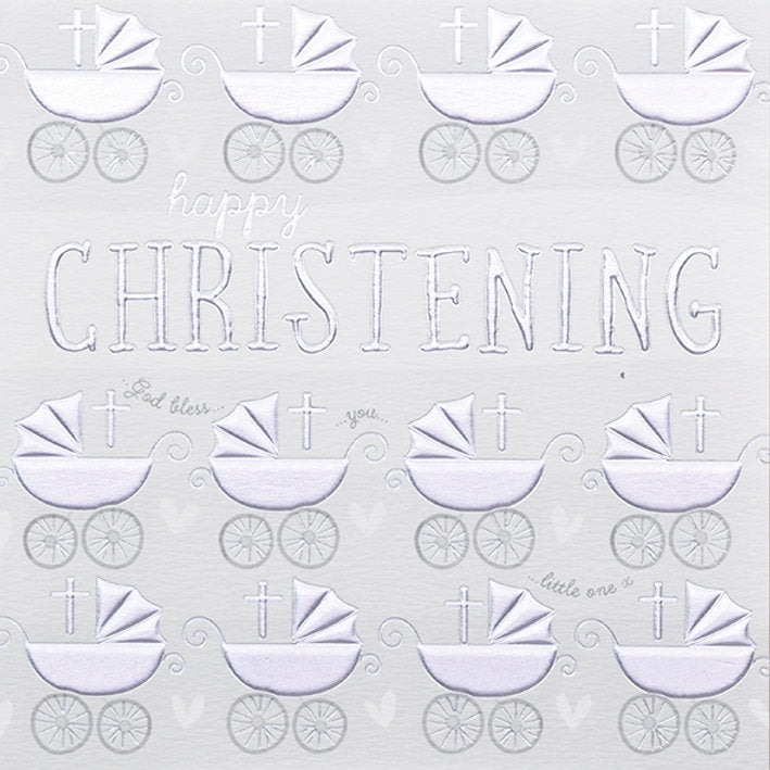Happy Christening Card - Prams