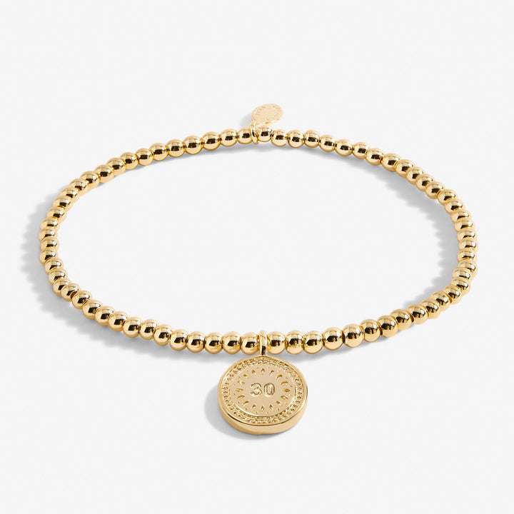 Joma Jewellery 30th birthday bracelet with delicate charm and silver finish, perfect for celebrating a special milestone.