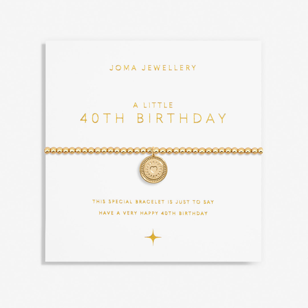 Joma Jewellery Little 40th birthday bracelet with silver charm and delicate chain, perfect for milestone celebrations.