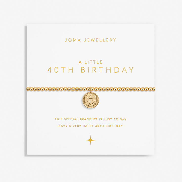 Joma Jewellery Little 40th birthday bracelet with silver charm and delicate chain, perfect for milestone celebrations.