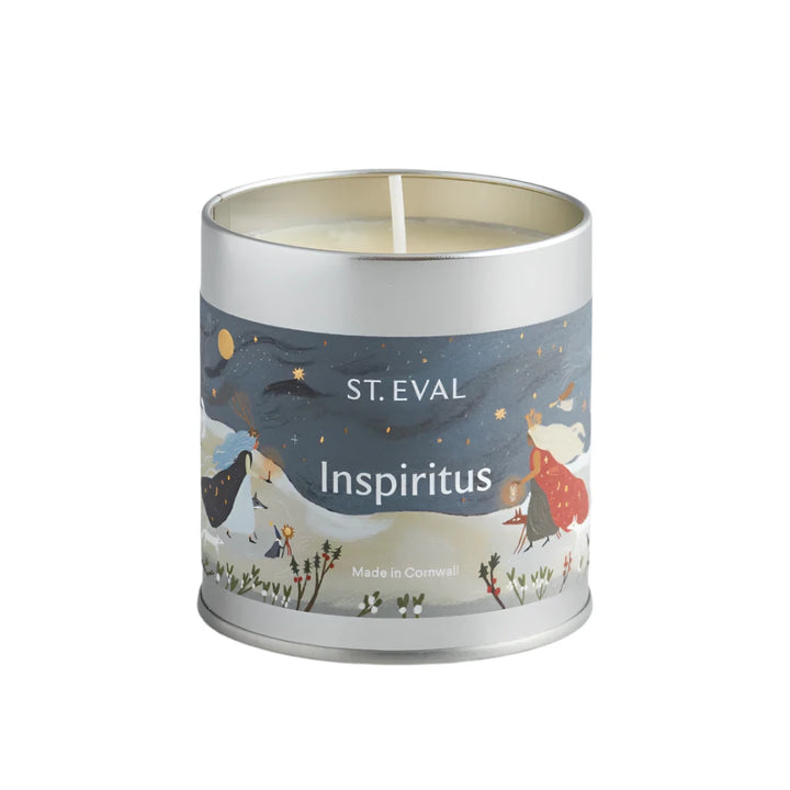 Christmas Inspiritus Scented Tin Candle by St Eval, in a festive tin container with holiday-inspired design.