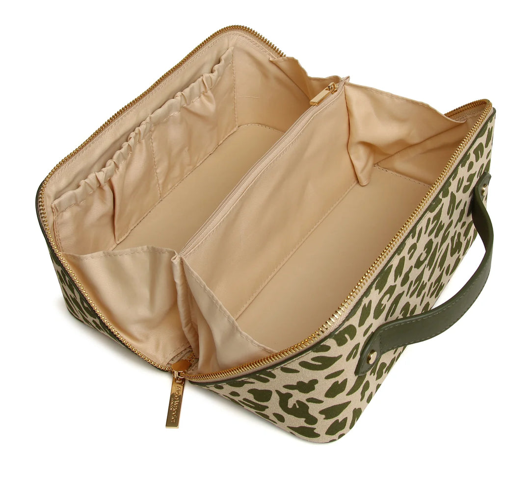 Kensington Layflat Makeup Train Case - Olive Leopard