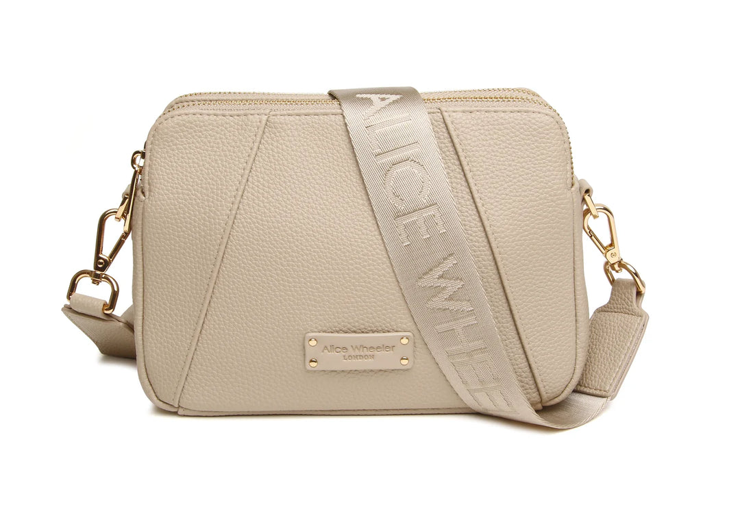 Kensington Double Zip Crossbody Bag - Stone