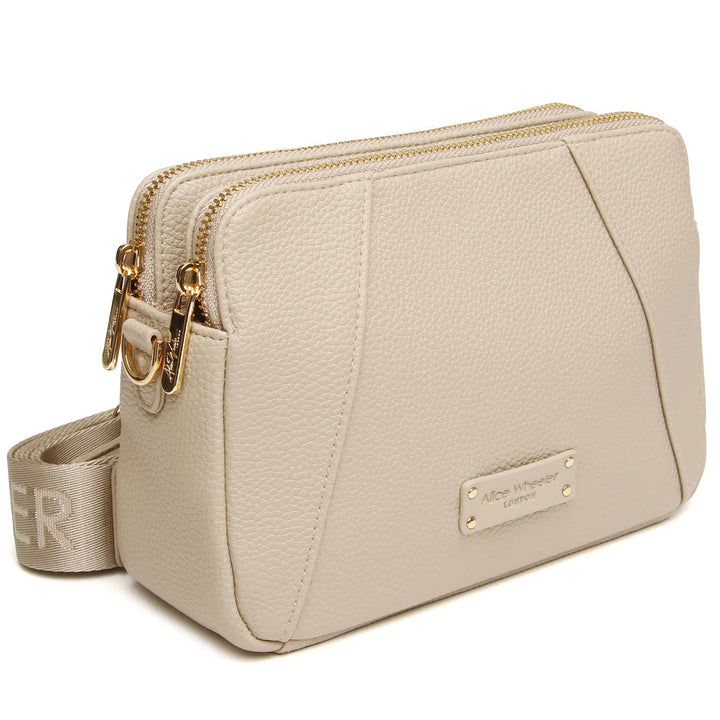 Kensington Double Zip Crossbody Bag - Stone