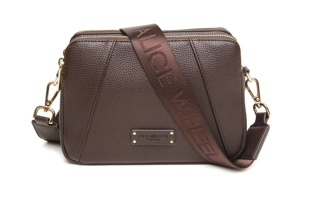 Kensington Double Zip Crossbody Bag - Chocolate Brown