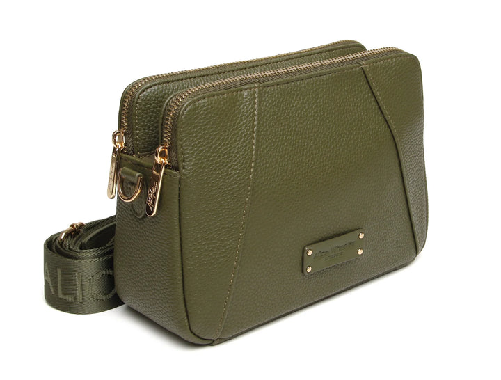 Kensington Double Zip Crossbody Bag - Olive