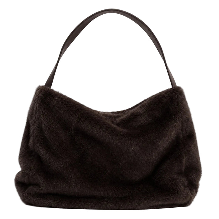 Chocolate Faux Fur Slouch Bag