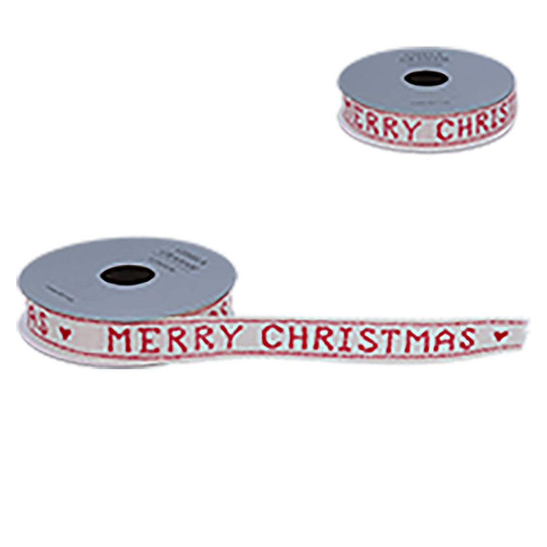Natural Merry Christmas Ribbon - 2 Assorted Designs